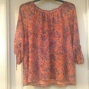 Rouched sleeve detail paisley blouse